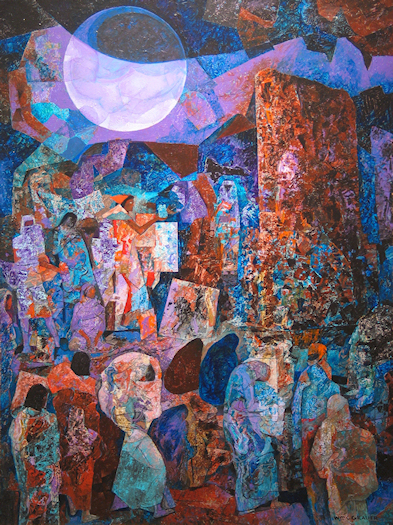 William C. Grauer Full Moon with Festival Scene