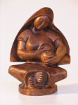 Mexican Modernist Madonna Child Wood Sculpture